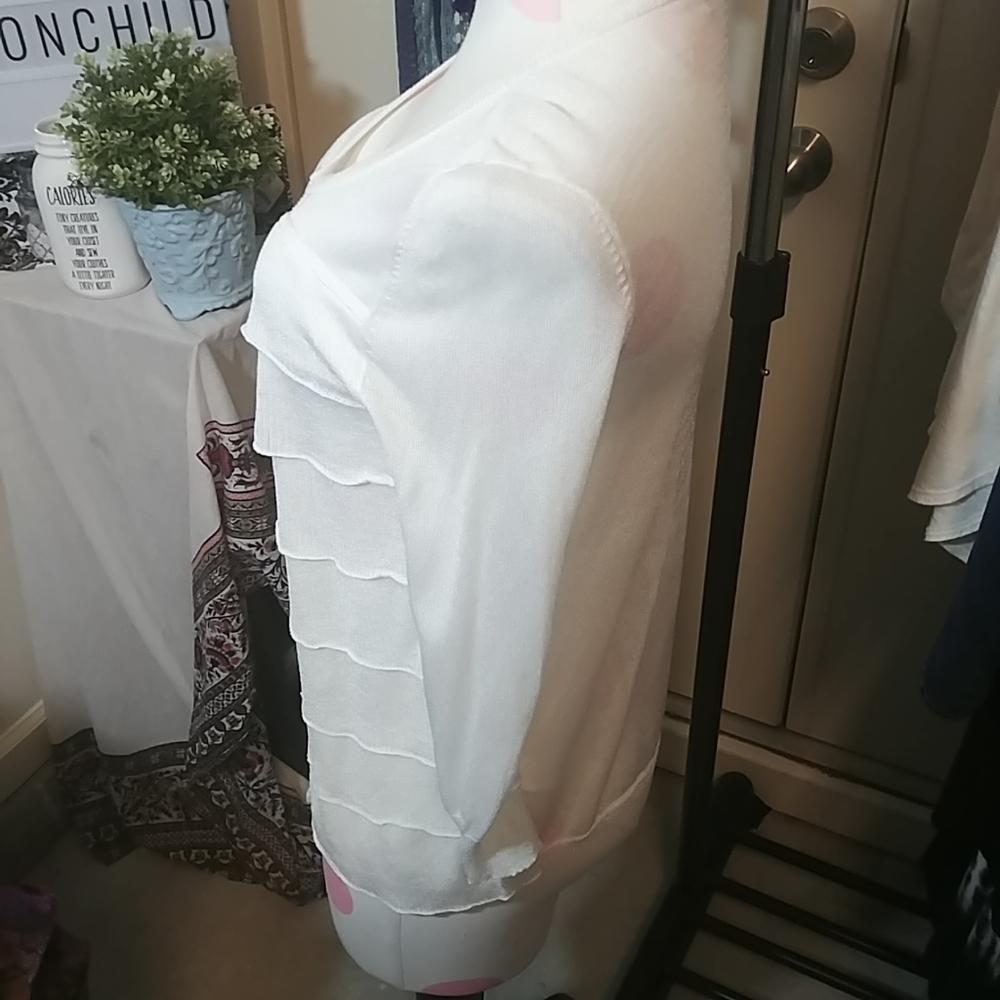 Talbots | Small Petite Ruffle Button Up Cardigan - image 2